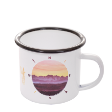 Emaille-Metalltasse mit schwarzem Rand 330 ml